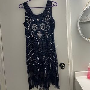 Fringe flapper cocktail mother of the bride dress